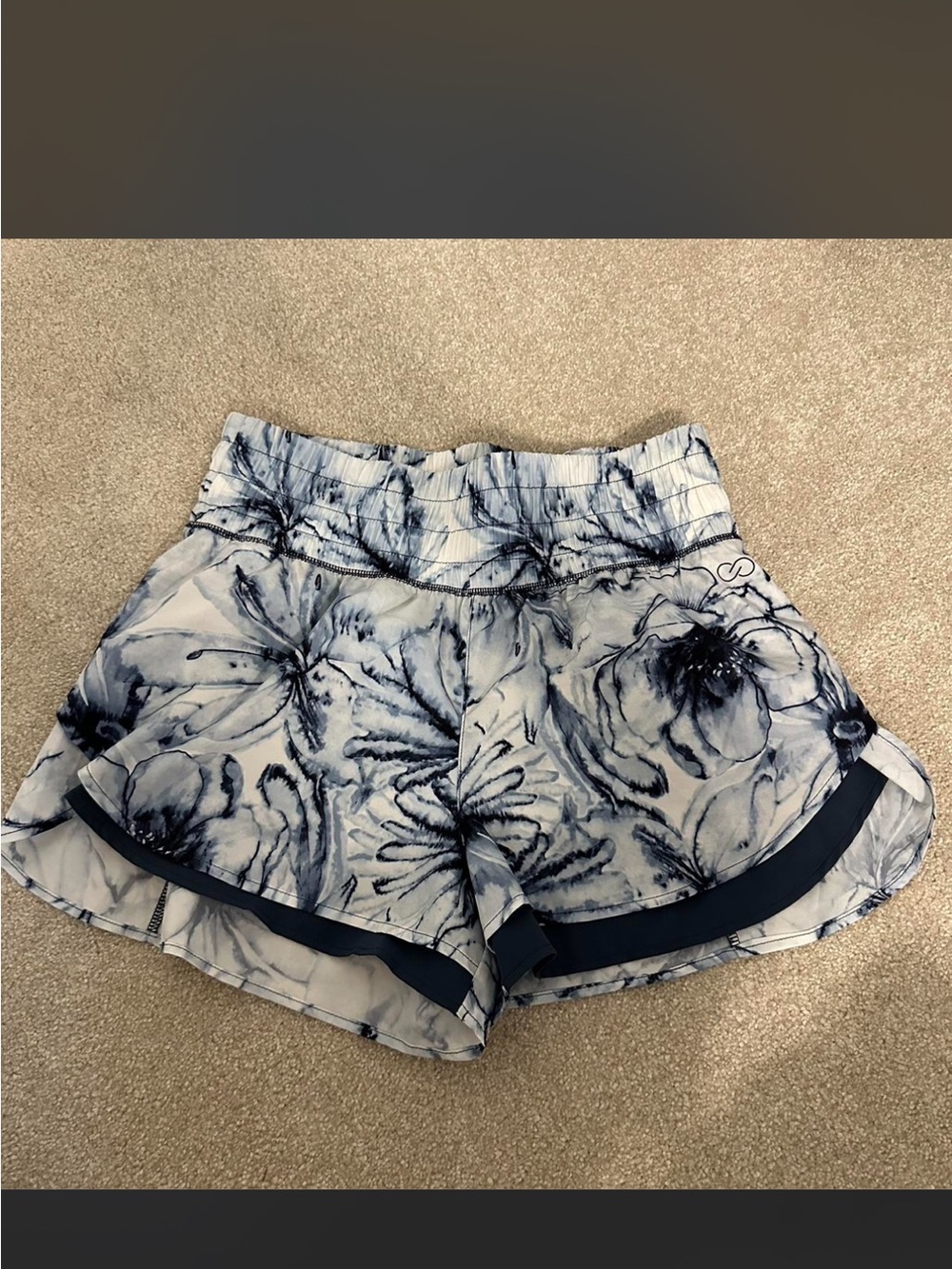 CALIA by Carrie Underwood White and Navy Floral Athletic Shorts